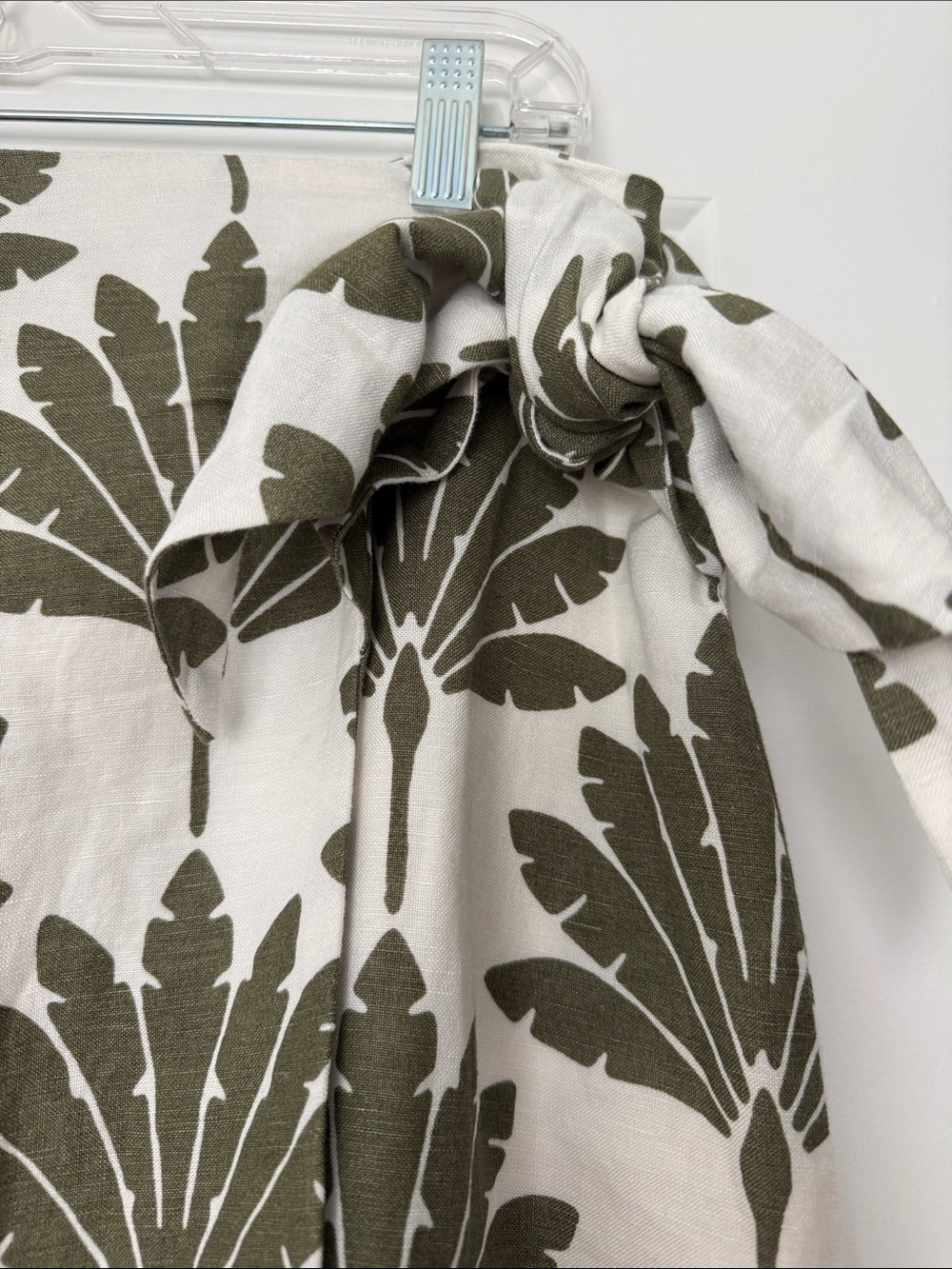 LOFT Olive and White Botanical Tie-Wrap Mini Skirt - Picture 2 of 5